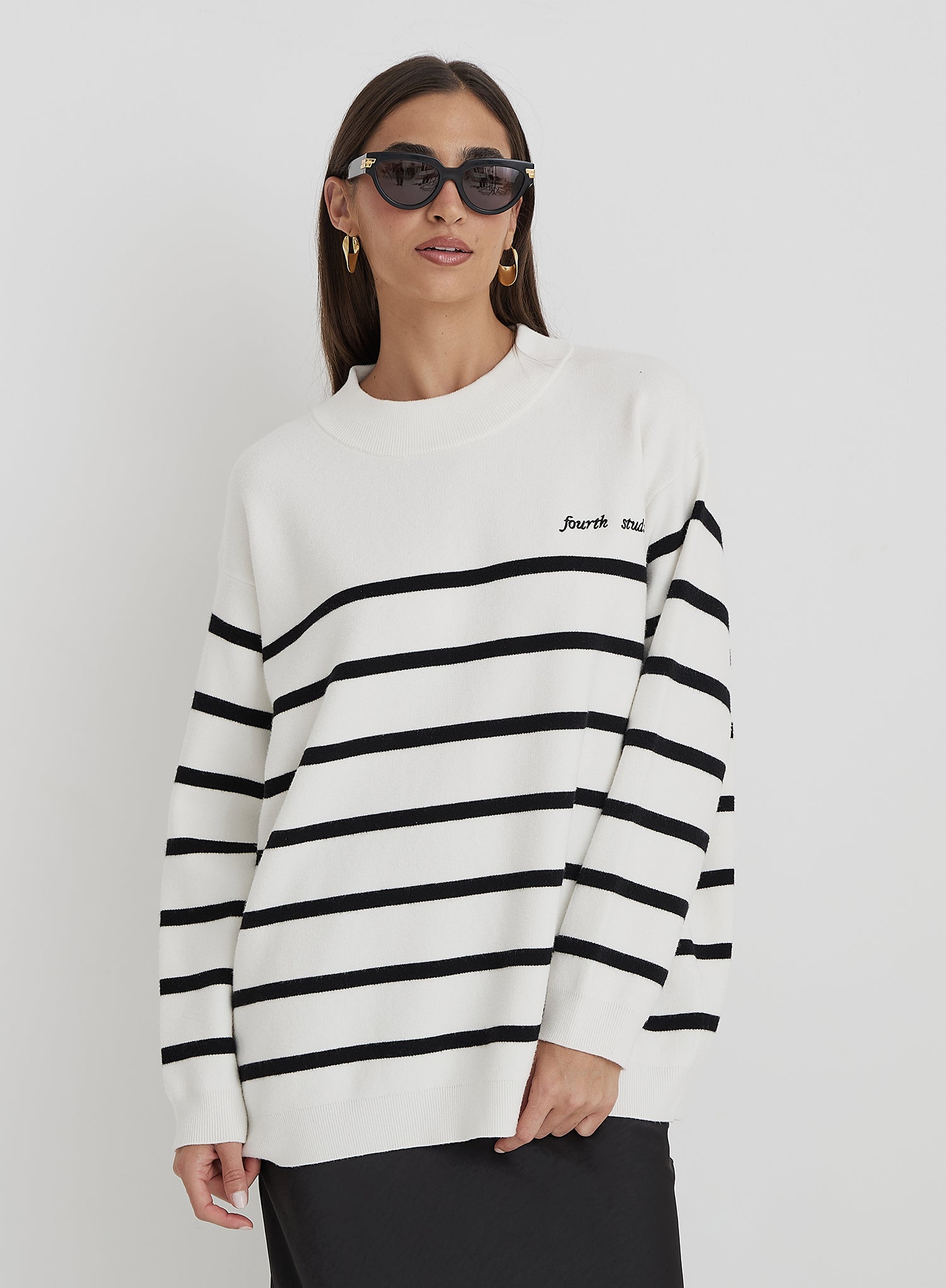 Cream And Navy Stripe Jumper